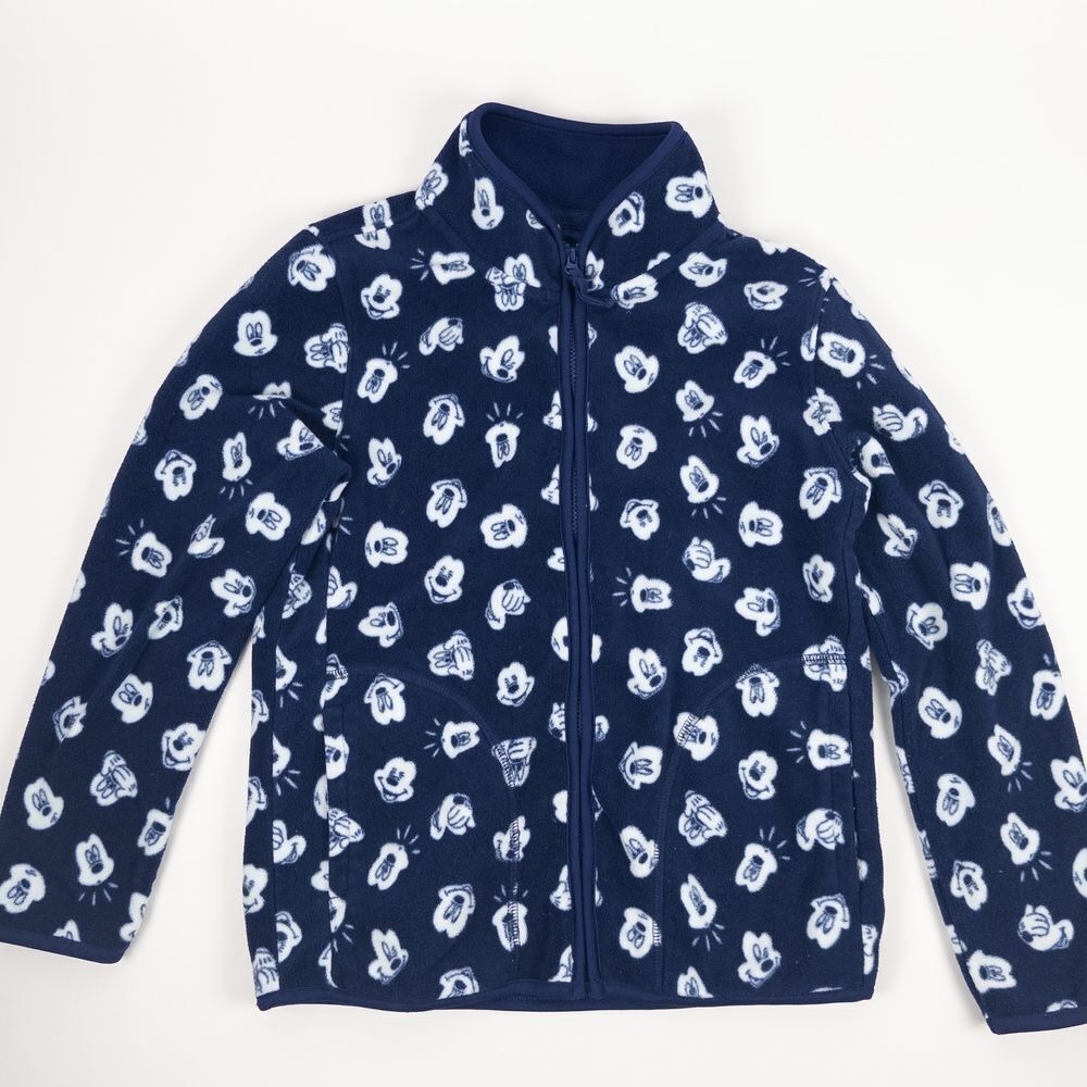 Uniqlo‎ Disney Mickey Mouse Fleece Jacket Navy Blue Zip Up Kids Size 130 7-9Y